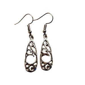 Silver Alloy Dangle Drop Earrings